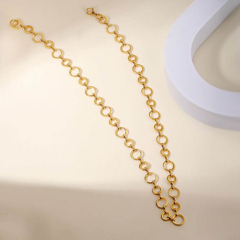 201 Edelstahl 18 Karat Vergoldet Einfacher Stil Überzug Kreis Halskette