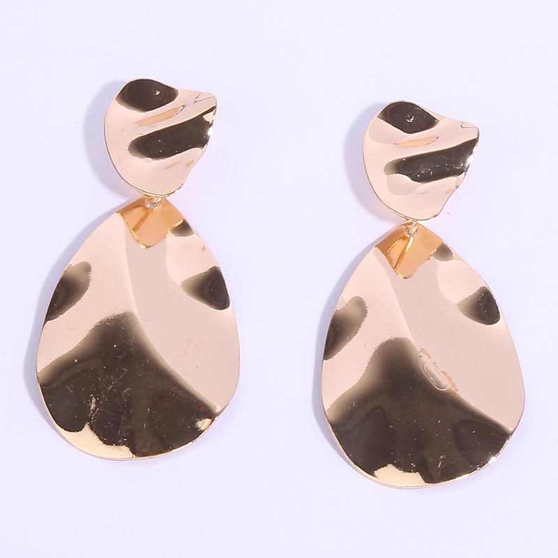 1 Pair Simple Style Water Droplets Solid Color Plating Iron Drop Earrings