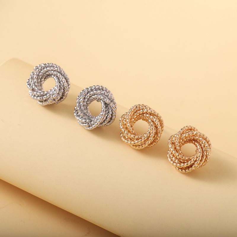 1 Pair Simple Style Commute Solid Color Lines Plating Metal White Gold Plated Gold Plated Ear Studs