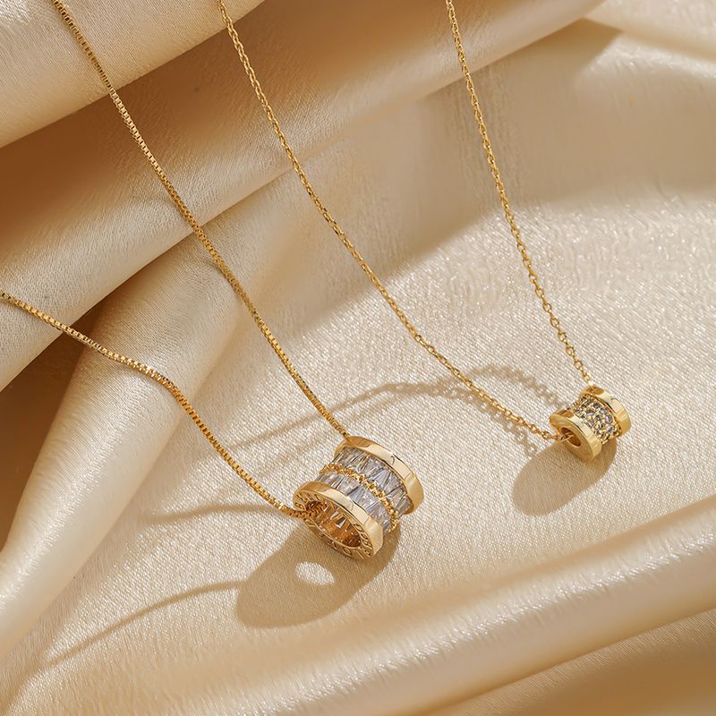 Elegant Einfacher Stil Runden Kupfer Überzug Inlay Zirkon 14 Karat Vergoldet Halskette