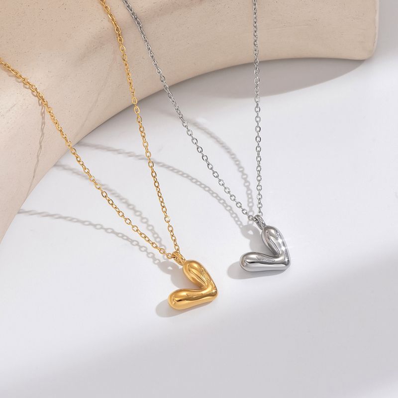 Edelstahl 304 14 Karat Vergoldet Einfacher Stil Klassischer Stil Polieren Überzug Herzform Halskette Mit Anhänger