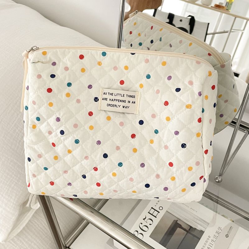 Cute Vacation Polka Dots Cotton Square Makeup Bags