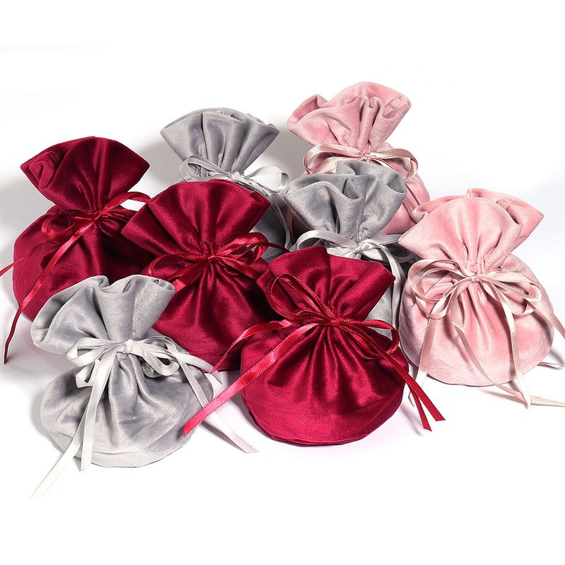 Elegant Solid Color Flocking Cloth Jewelry Packaging Bags