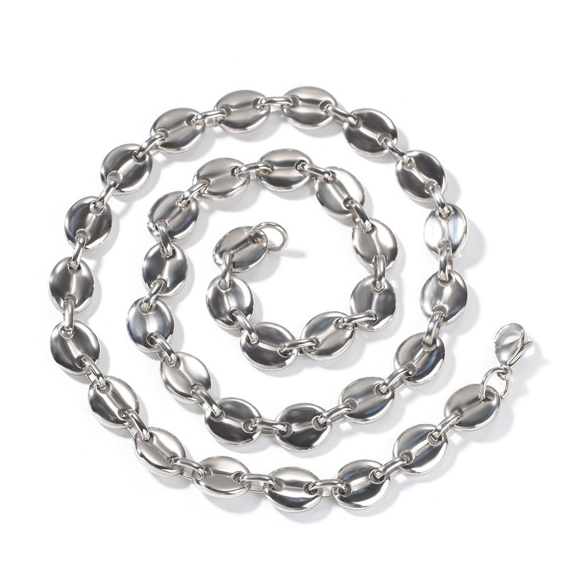 Hip-hop Solid Color Stainless Steel Plating Chain Bracelets Necklace