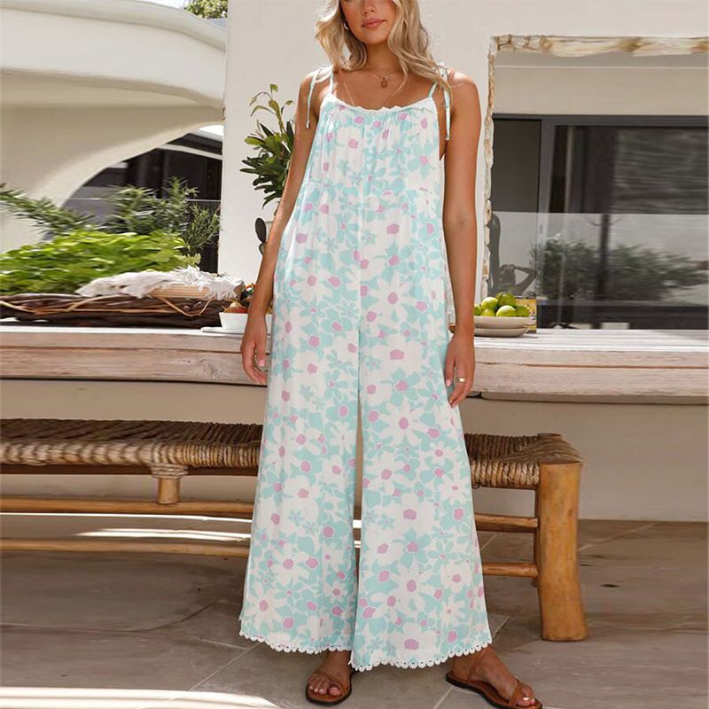 Women's Daily Casual Flower Full Length Jumpsuits