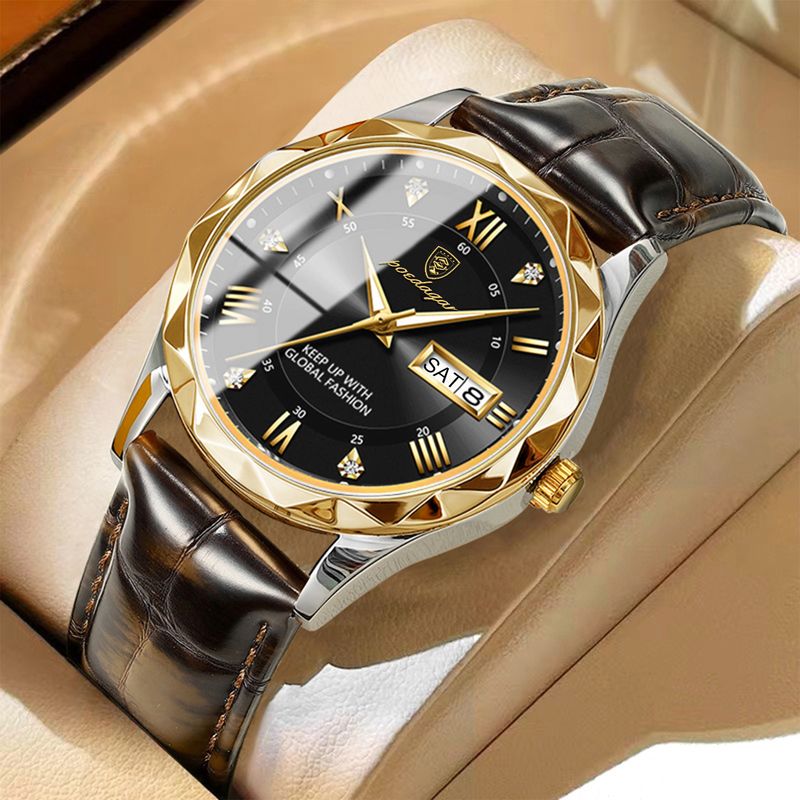 Business Solid Color Buckle Quartz Men's Watches