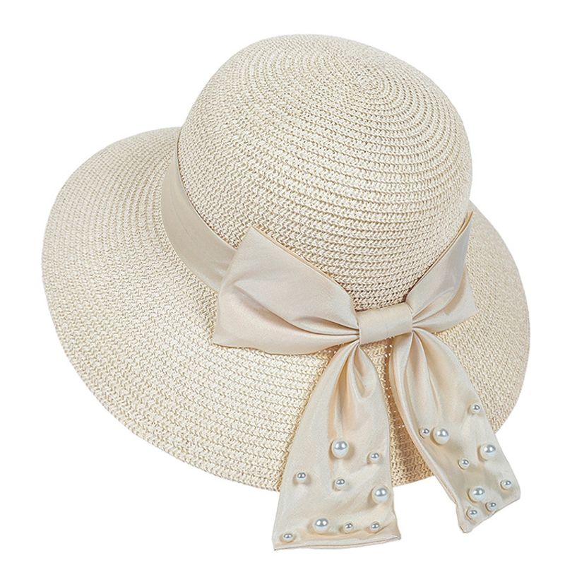 Women's Elegant Classic Style Solid Color Flat Eaves Straw Hat