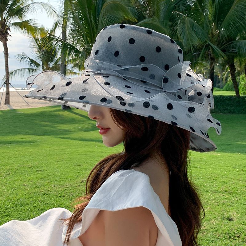 امرأة أسلوب بسيط النمط الكلاسيكي ورد طباعة طنف مسطح قبعة الشمس