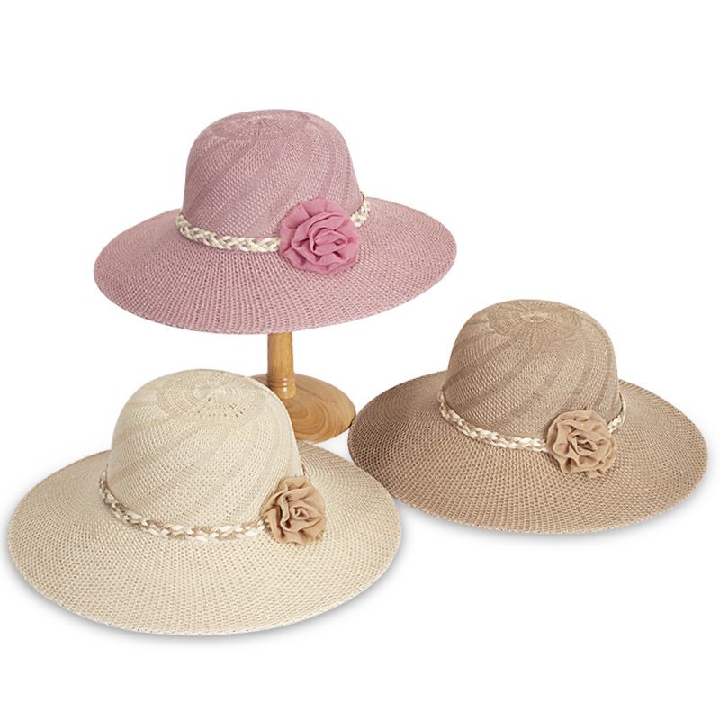 Mujeres Estilo Simple Flor Grandes Aleros Sombrero De Copa