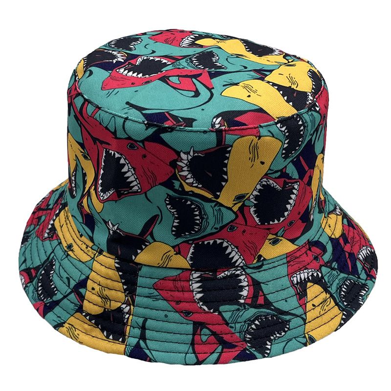 Unisex Hip Hop Süss Flamingo Hai Flache Traufen Bucket Hat