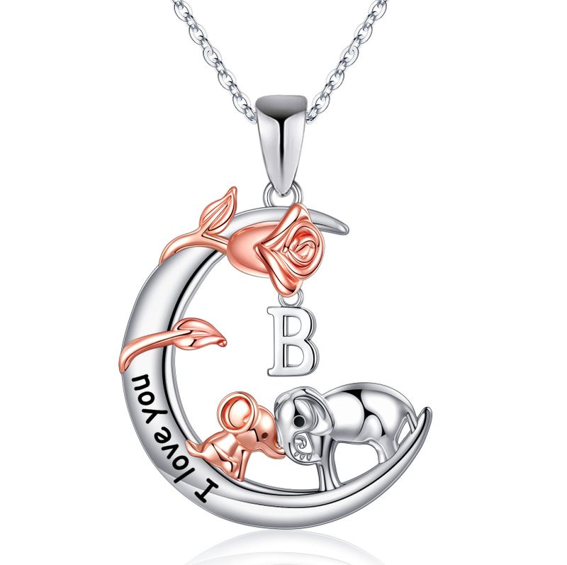 304 Stainless Steel Copper Elegant MAMA Simple Style Letter Heart Shape Rose Pendant Necklace