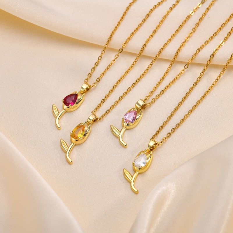 Wholesale Lady Flower Copper Plating Inlay Gold Plated Zircon