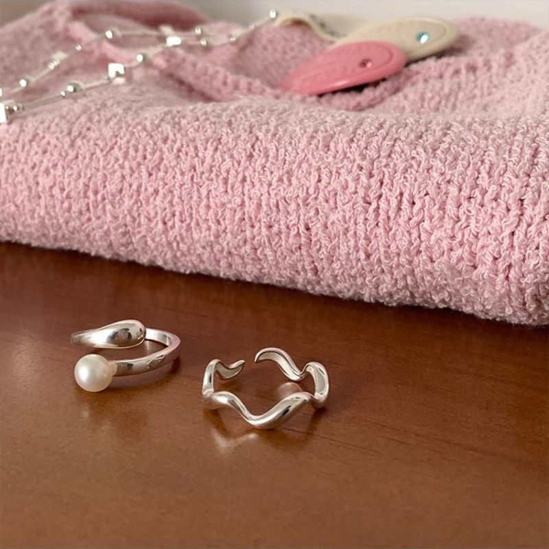 Simple Style Pearl Copper Plating Silver Plated Open Rings