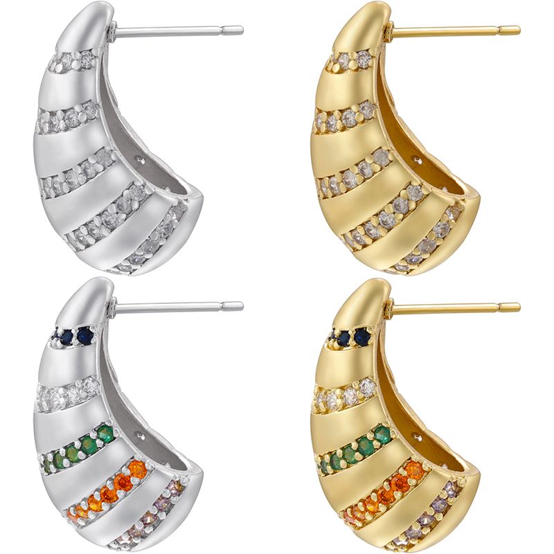 1 Pair Elegant Luxurious Shiny Water Droplets Plating Inlay Copper Zircon 18k Gold Plated Ear Studs