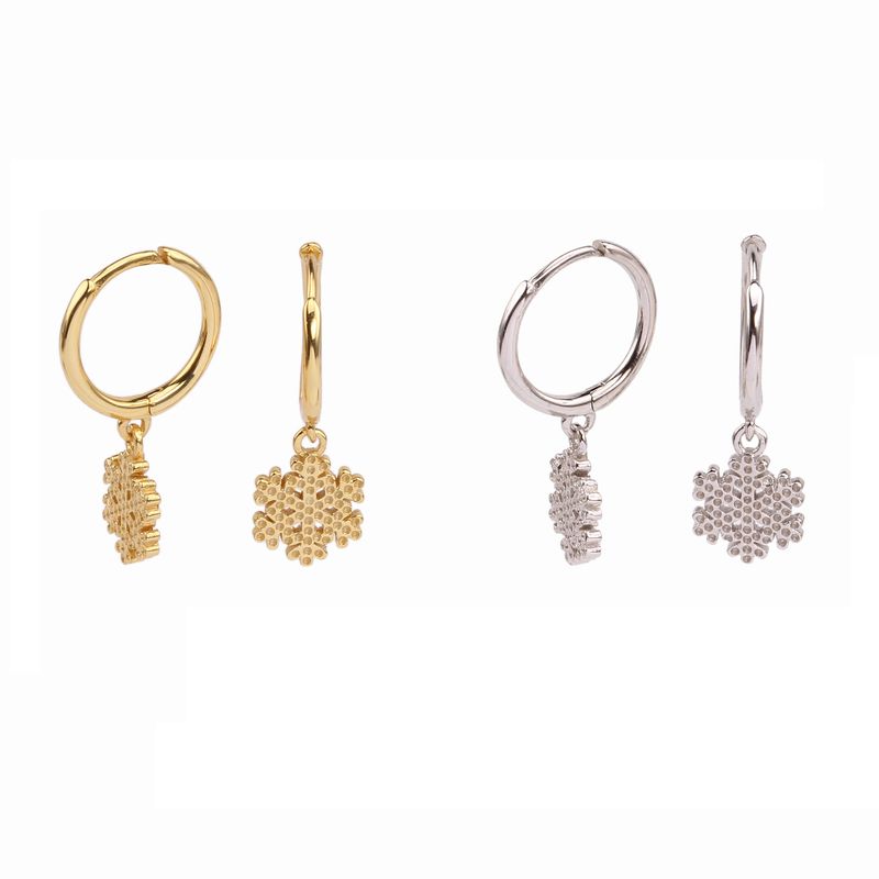 1 Pair Simple Style Flower Plating Sterling Silver Gold Plated Drop Earrings