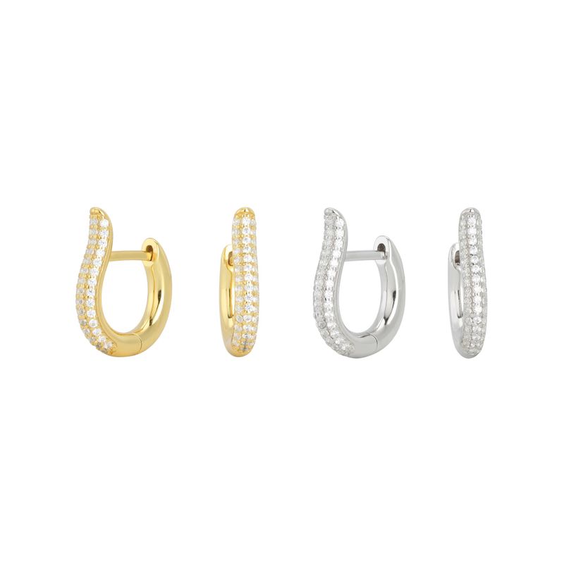 1 Pair Simple Style Solid Color Inlay Sterling Silver Rhinestones Earrings