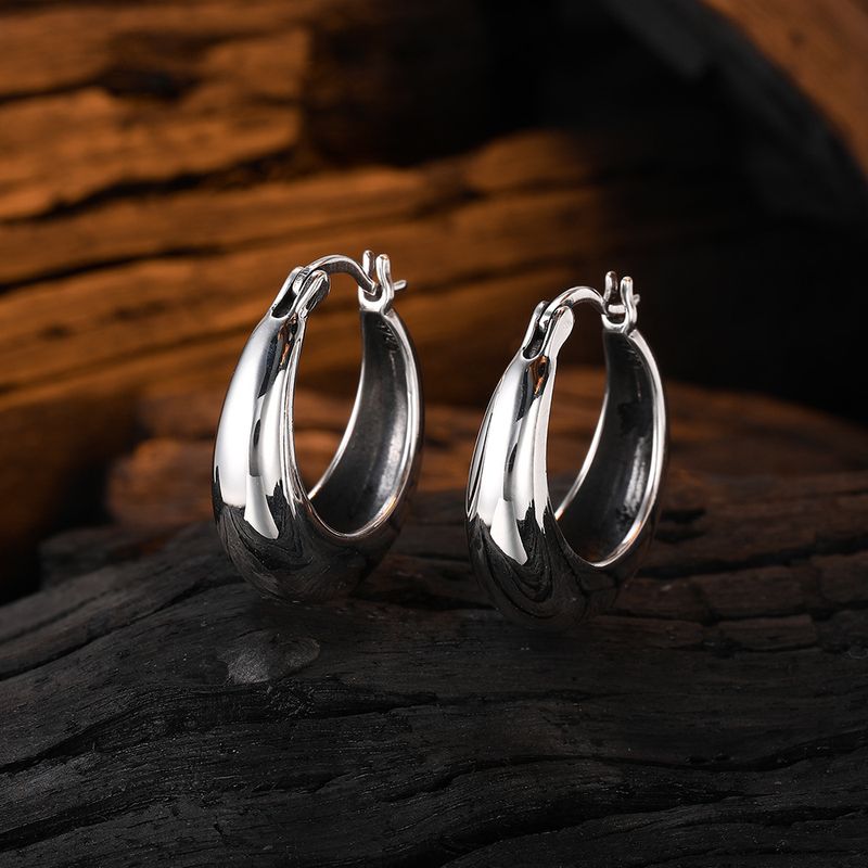 1 Pair Casual U Shape Plating Sterling Silver White Gold Plated Earrings