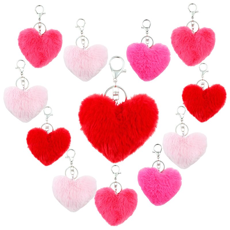 Romántico Forma De Corazón Felpa Día De San Valentín Colgante De Bolsa Llaveros