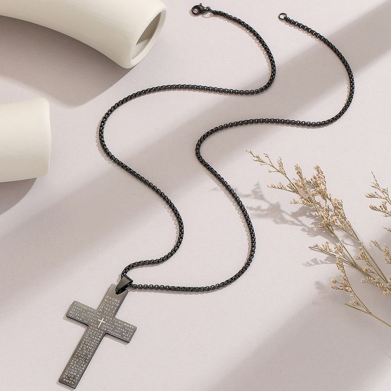 Hip-hop Cross Stainless Steel Pendant Necklace