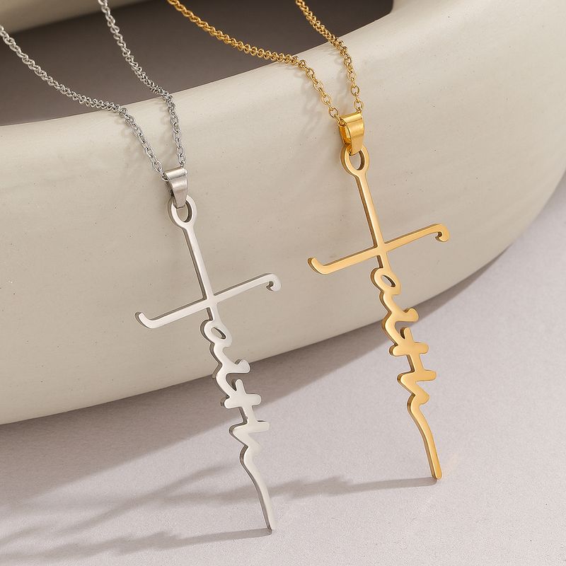 Hip-hop Cross Letter Stainless Steel Sweater Chain
