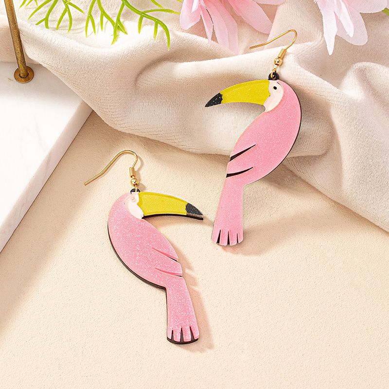 1 Pair Cute Flamingo Plating Arylic Drop Earrings