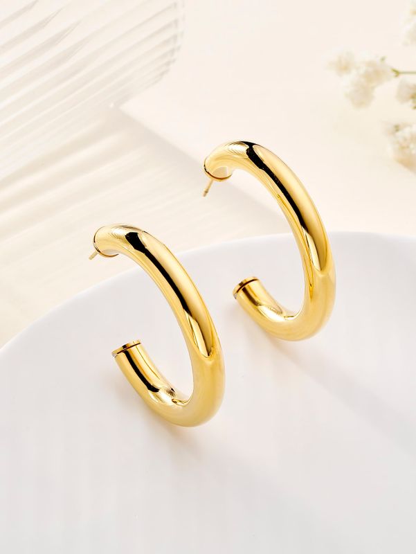 1 Pair Simple Style Geometric 304 Stainless Steel 14K Gold Plated Ear Studs