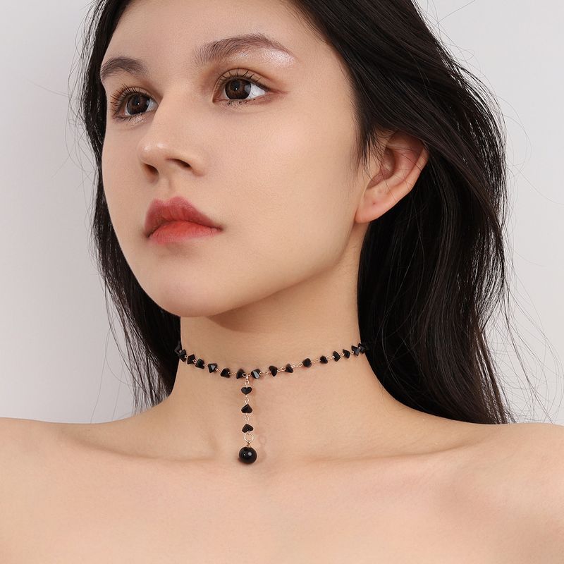 Simple Style Geometric Alloy Plating Inlay Artificial Crystal Artificial Pearls Women's Choker