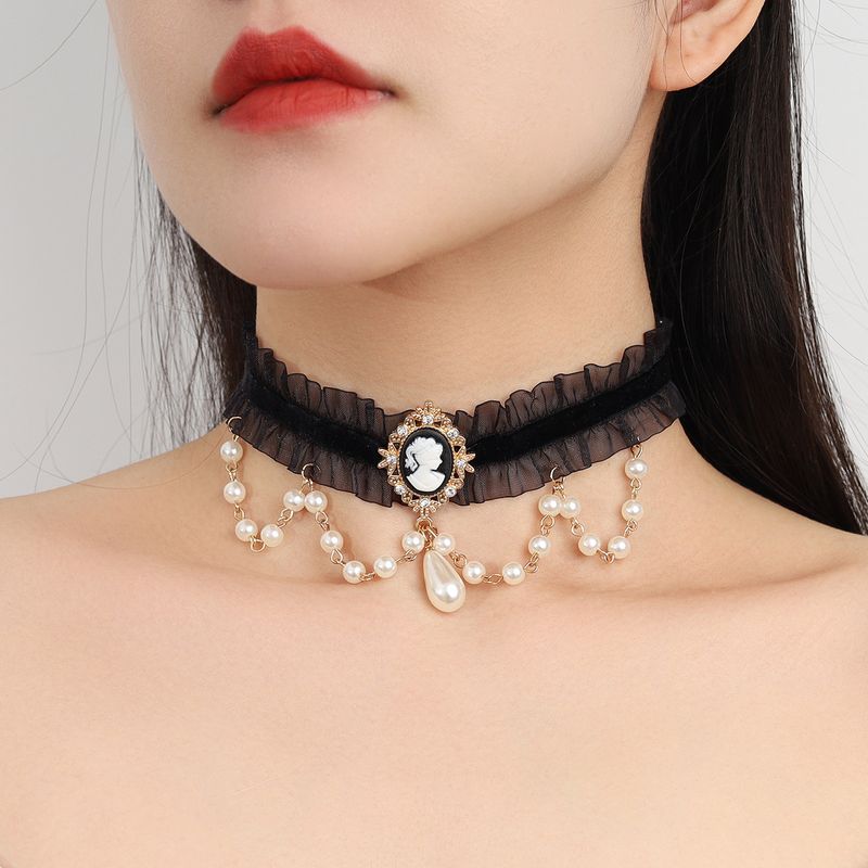 Elegant Bow Knot Mixed Materials Inlay Artificial Pearls Women's Choker