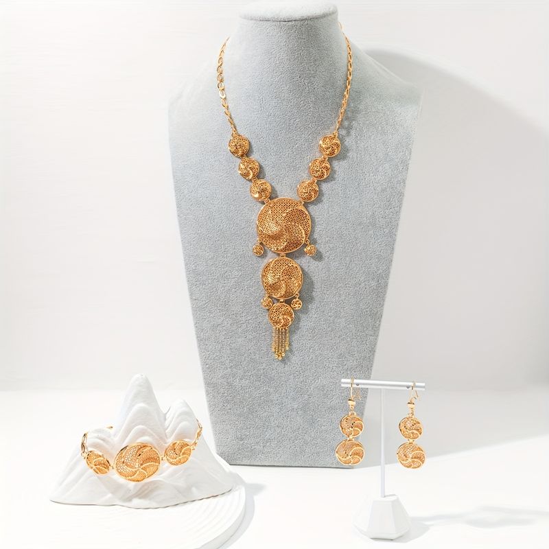 Lady Solid Color Alloy 18k Gold Plated Women's Bracelets Necklace