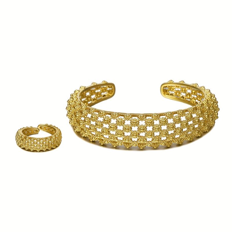 Elegant Retro Luxuriös Geometrisch Kupfer Überzug 18 Karat Vergoldet Ringe Armbänder