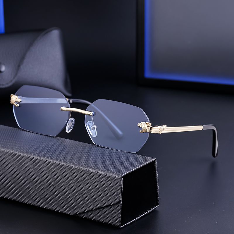 Business Retro Solid Color Pc Square Frameless Men's Sunglasses