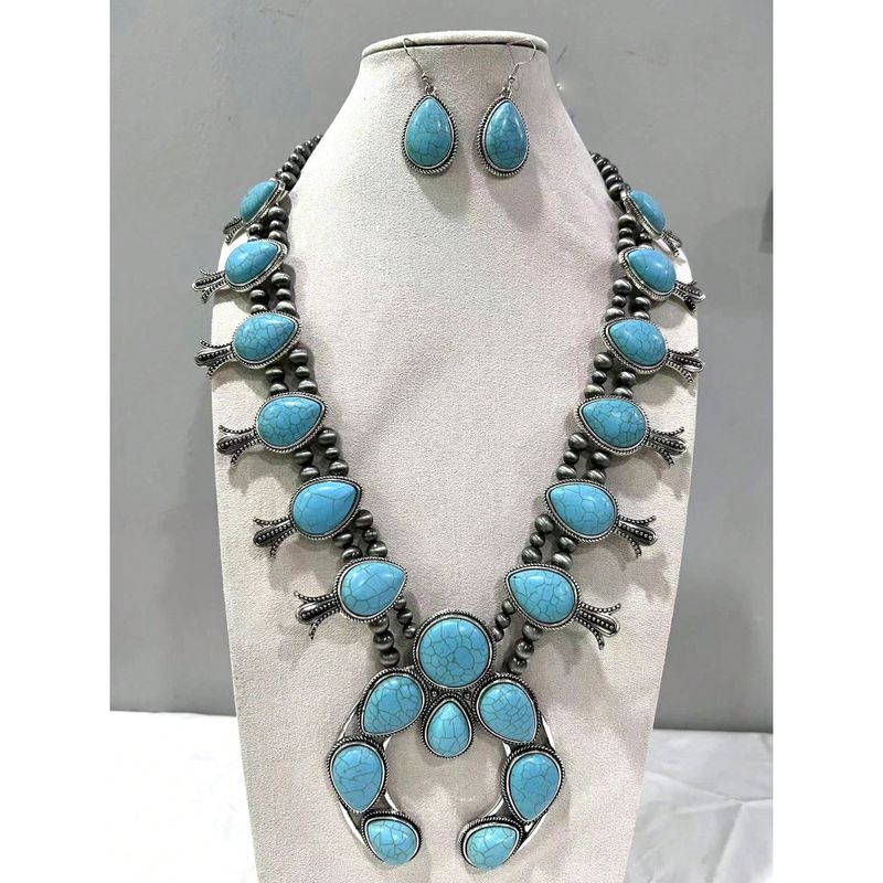 Classique Style Classique Bloc De Couleur Alliage Pierre Incruster Turquoise Femmes Collier