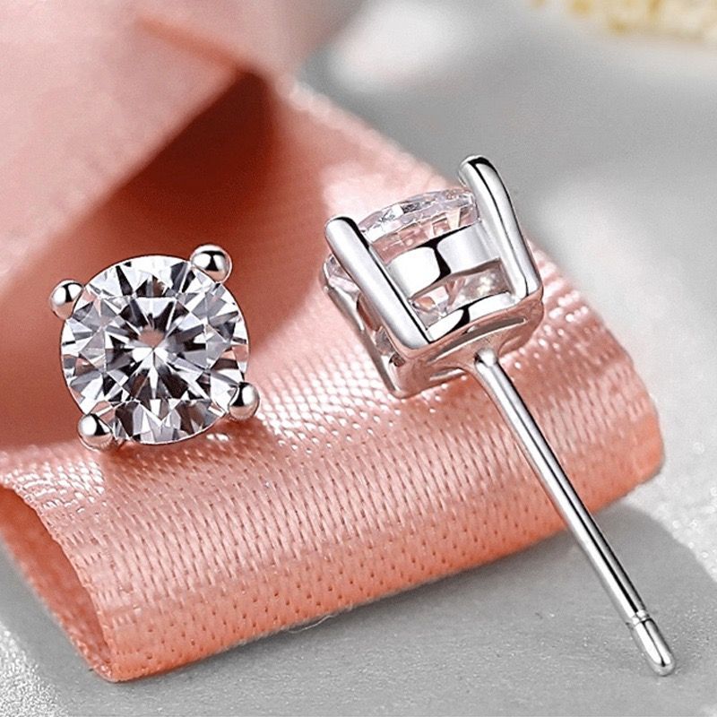 1 Set Elegant Simple Style Solid Color Plating Inlay Stainless Steel Zircon White Gold Plated Gold Plated Ear Studs