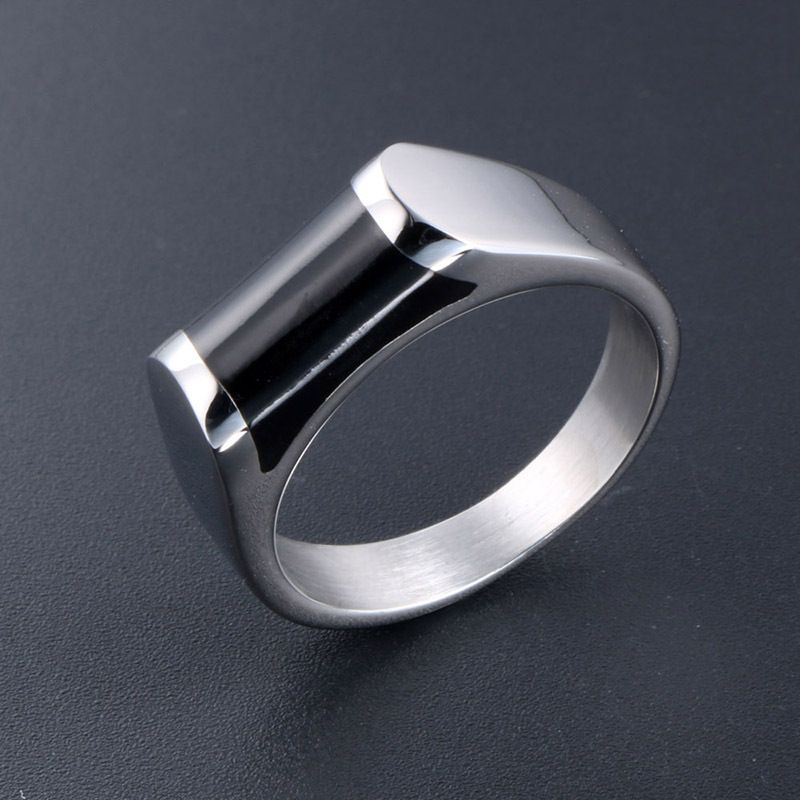 Einfacher Stil Einfarbig Titan Stahl Polieren Männer Ringe