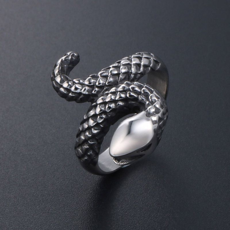 Casual Snake Titanium Steel Polishing Men's Rings