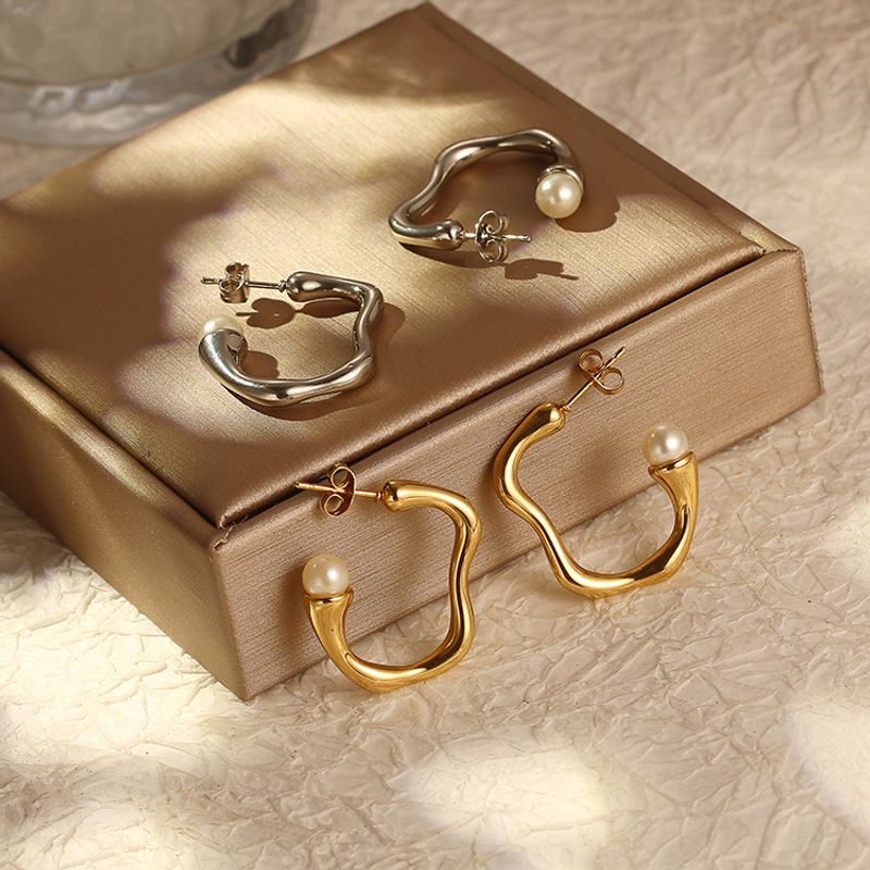1 Paar Einfacher Stil Klassischer Stil Einfarbig Inlay Rostfreier Stahl Perle Ohrringe
