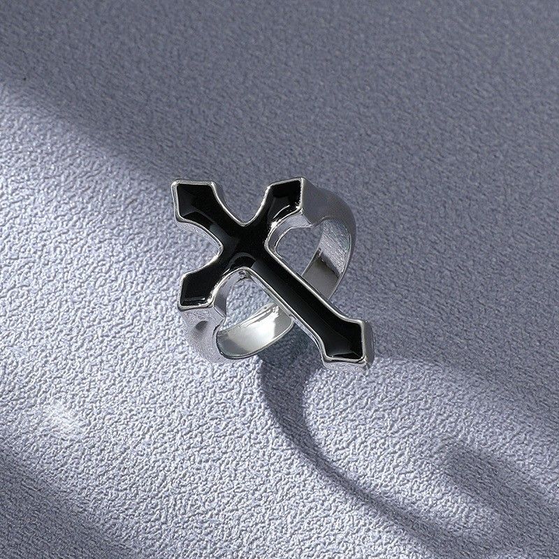 Simple Style Cross Alloy Enamel Unisex Open Rings