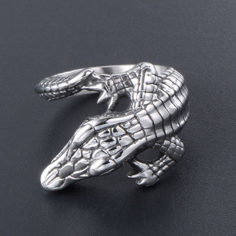 Classic Style Crocodile Titanium Steel Polishing Men's Rings