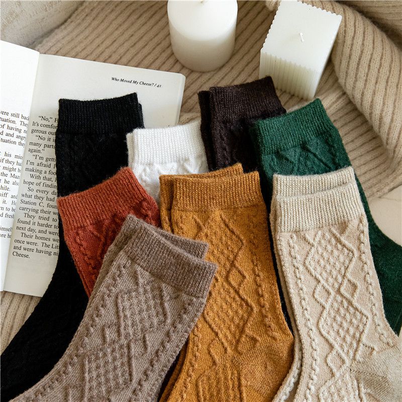 Femmes Style Simple Couleur Unie Mélange Crew Socks Une Paire