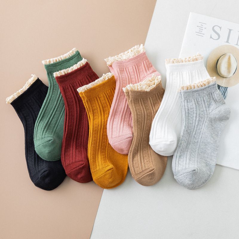 Women's Korean Style Solid Color Cotton Ankle Socks A Pair