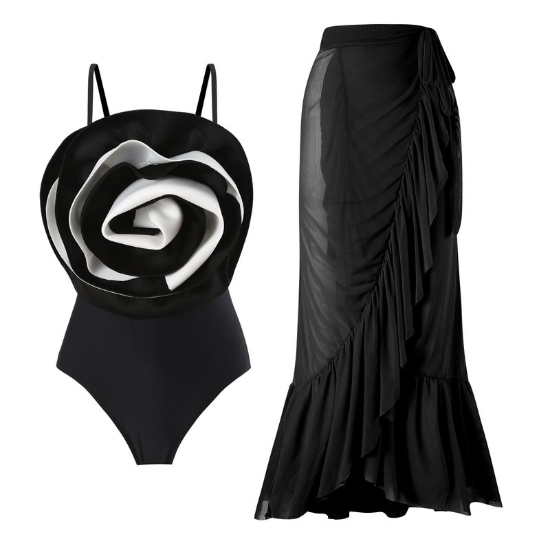 امرأة أنيق شاطئ بحر اللون الصامد ورد 1 قطعة 2 قطعة مجموعة قطعة واحدة ملابس السباحة