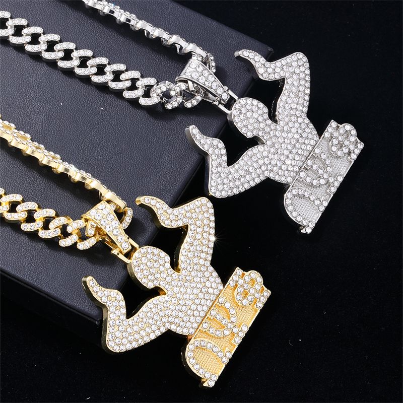 Hip-hop Gesture Stainless Steel Alloy Plating Inlay Rhinestones White Gold Plated Gold Plated Charms Jewelry Accessories