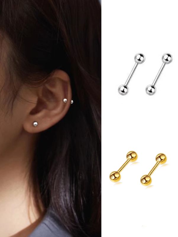 4 Pieces Simple Style Solid Color Stainless Steel Ear Studs