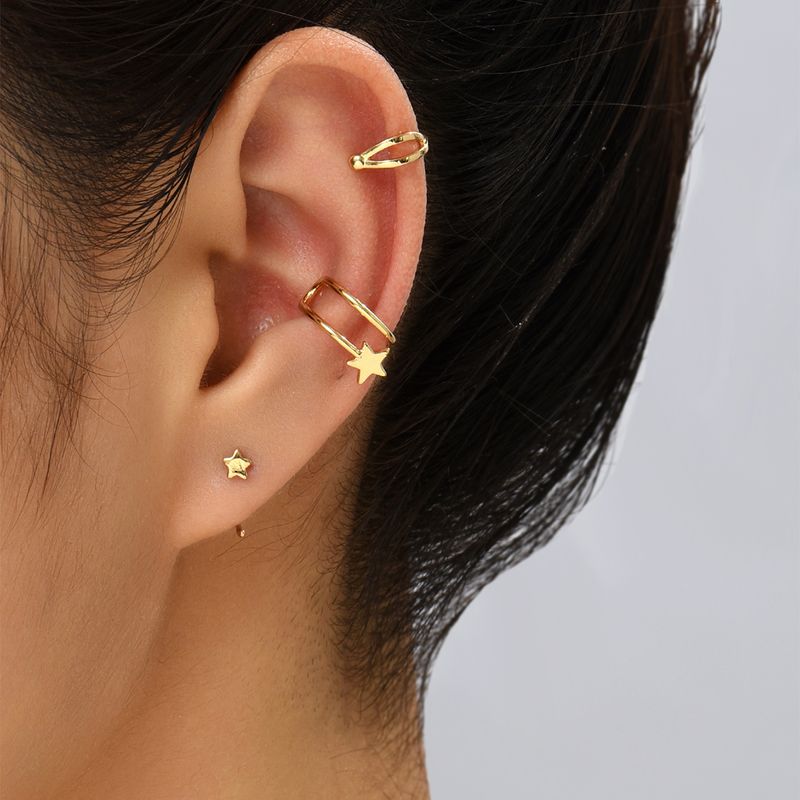 3 Pieces Simple Style Solid Color Copper Ear Cuffs