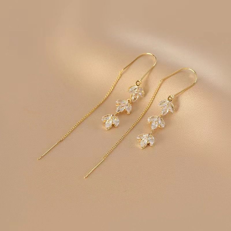1 Pair Lady Simple Style Leaves Alloy Drop Earrings