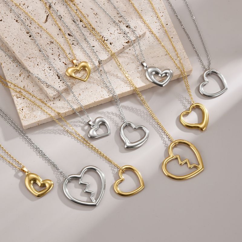 Stainless Steel 18K Gold Plated Modern Style Simple Style Polishing Plating Heart Shape Necklace