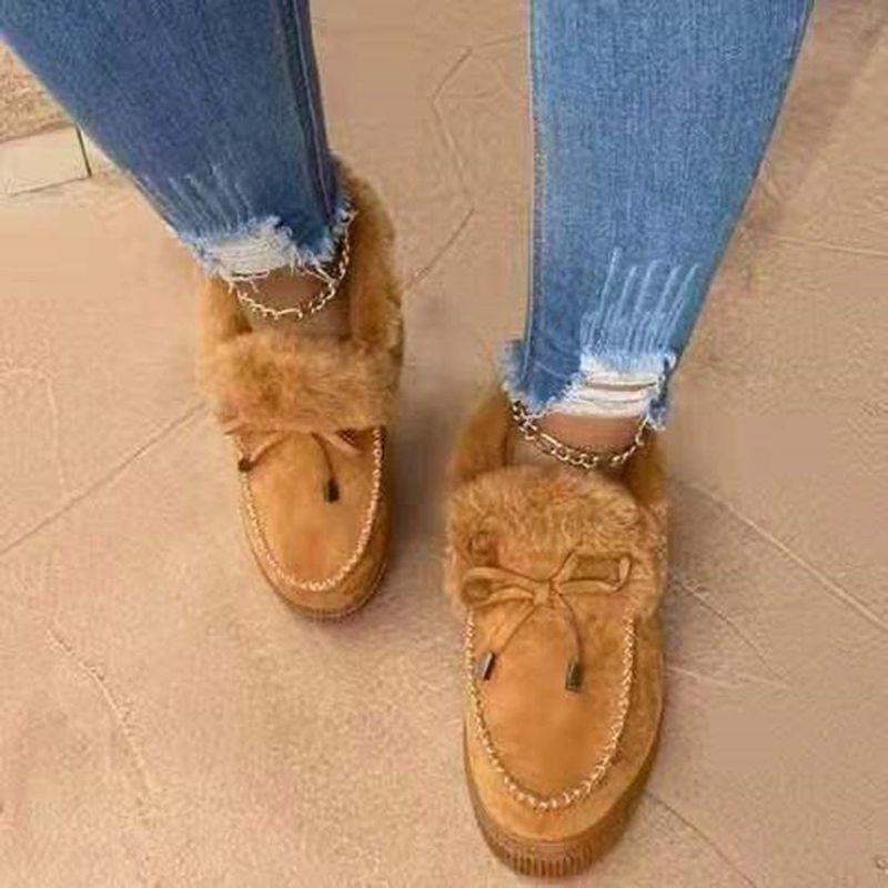 Femmes Décontractée Style Vintage Couleur Unie Bout Rond Chaussures En Coton