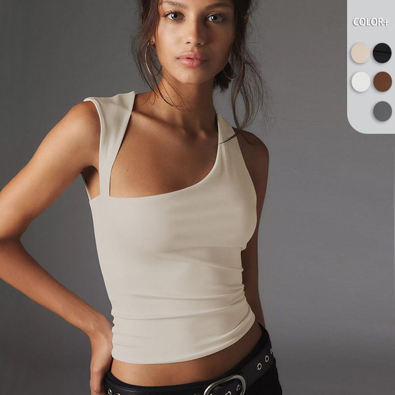 Women's Vest Tank Tops Backless Streetwear Solid Color