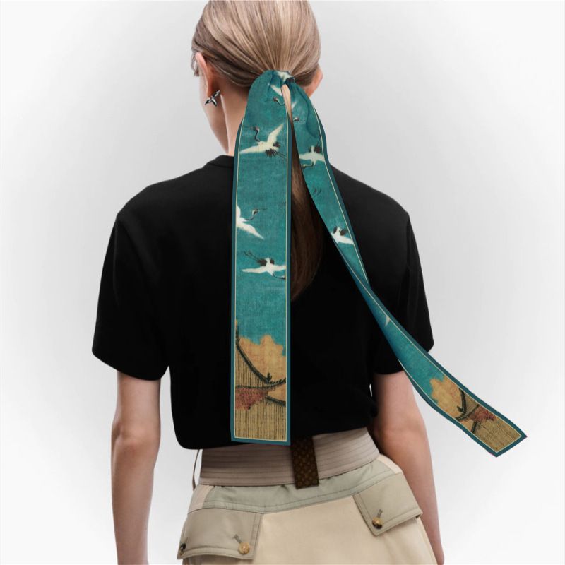 Women's Casual Color Block Polyester Silk Scarf
