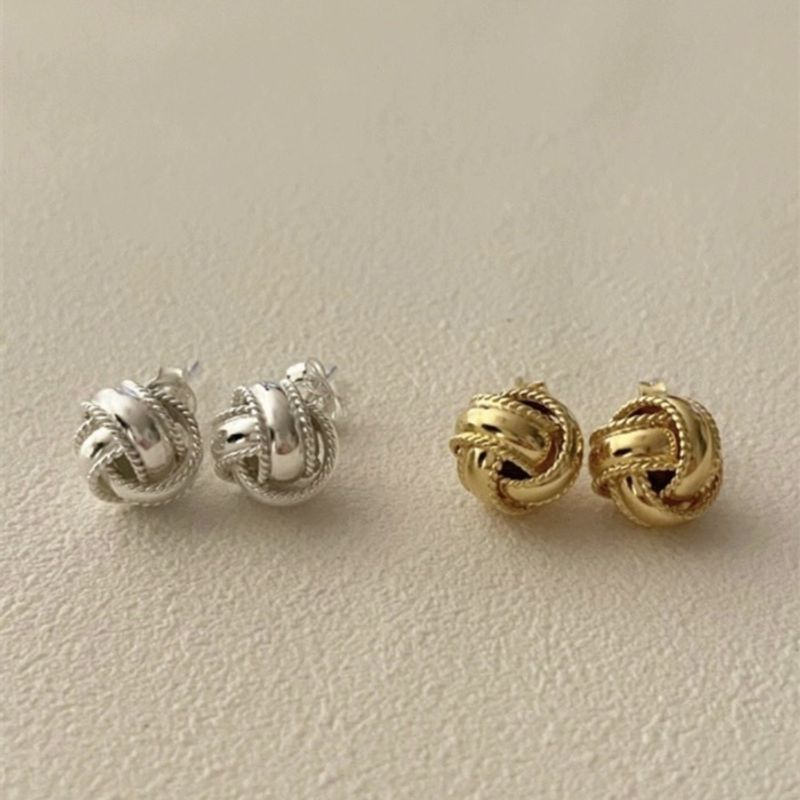 1 Pair Simple Style Solid Color Plating Sterling Silver Gold Plated Earrings